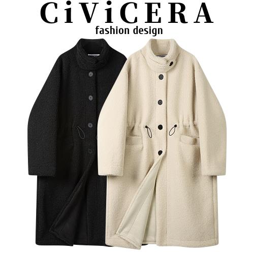 CIVICERA慵懶風寬松長款羊羔毛外套女秋冬小個子復古皮毛一體大衣