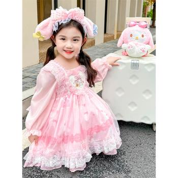 女寶寶洛麗塔公主裙秋季美樂蒂cos服裝兒 童迪士尼生日禮服連衣裙