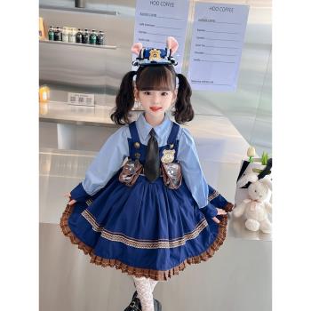 兔子警官衣服兒.童秋冬cos服迪士尼連衣裙朱迪洛麗塔女.童公主裙