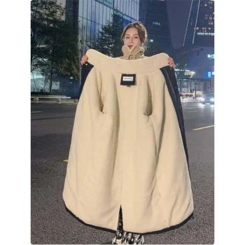 胖妹妹2024冬裝新款大碼女裝寬松遮肚子羊羔毛棉衣棉服外套200斤