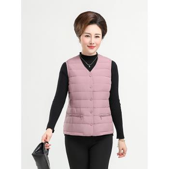 傑靈品牌新款女士內穿軟面料羽絨馬甲媽媽裝鵝絨保暖背心輕薄內膽
