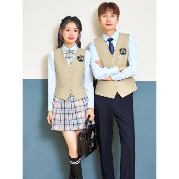 學院風馬甲套裝男女同款2025春秋新款JK制服大學生高中生畢業班服