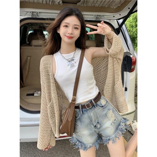 波西米亞風吊帶背心鏤空防曬針織開衫女夏季超火很仙罩衫外搭上衣