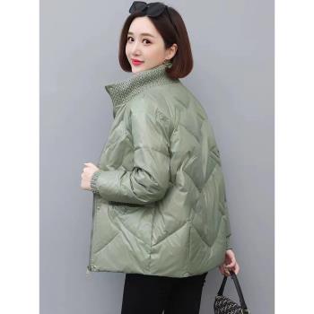 羽絨服女冬季2025新款中年媽媽時尚洋氣輕薄保暖立領90白鴨絨外套