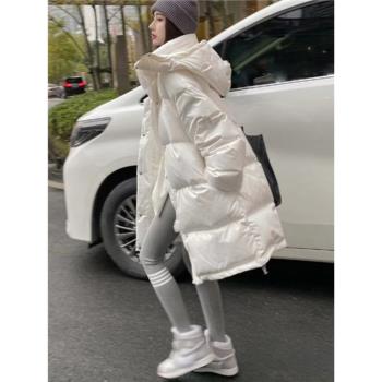 妤朵麗茉白色中長款羽絨服女2025冬季款韓版寬松時尚洋氣保暖外套