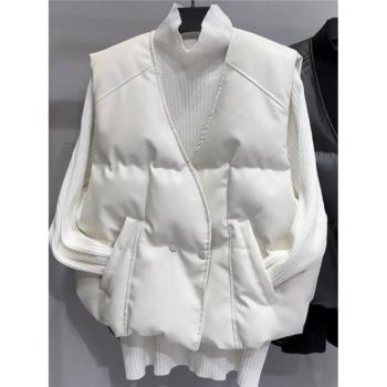 時尚新款羽絨棉服洋氣馬甲女2025無袖百搭短款冬季棉衣加厚外套