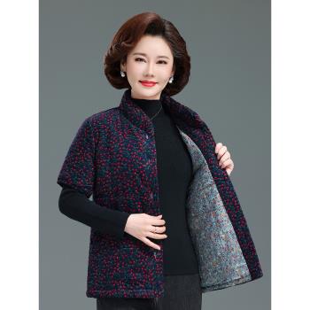 中老年女裝秋冬裝純棉馬甲棉坎肩媽媽加厚中袖棉衣奶奶裝棉襖外套