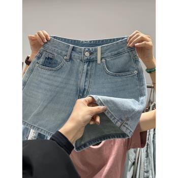 巴布牛仔褲女Kabodo83706卡布夏季新款闊腿短褲顯瘦高腰A字版熱褲