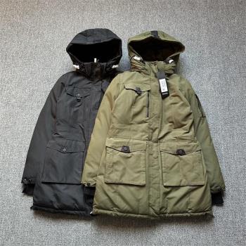 軍工級別戶外防風水連帽加厚保暖中長款工裝棉衣多口袋外套女秋冬