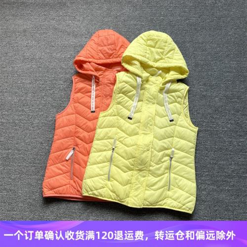 出口德國原單尾貨秋冬新款女士連帽馬甲背心輕薄保暖棉服外套坎肩