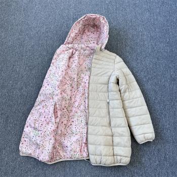 出口歐美單 雙面中長款棉衣女脫卸帽收腰顯瘦外套