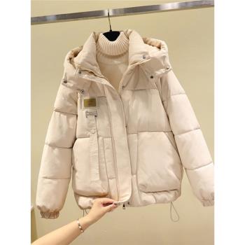 2024年新款冬季羽絨棉服女短款韓版寬松連帽棉衣加厚百搭棉襖外套