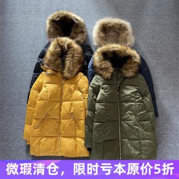 出口英國品牌單 大碼棉衣女中長款加厚連帽保暖百搭減齡冬外套潮