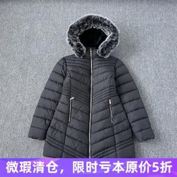 出口歐美單 中長款棉衣女加厚加絨脫卸帽防風水百搭保暖冬外套