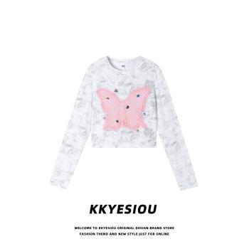 bm KKyesiou蝴蝶刺繡長袖上衣