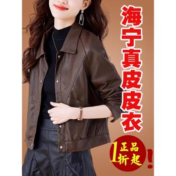 海寧真皮綿羊皮衣女裝2025春季新款高階感時尚洋氣小個子皮衣外套