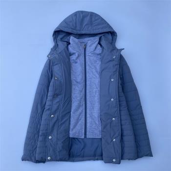 出口歐美尾單大碼棉衣女超輕薄棉服雙門襟可拆卸百搭連帽秋冬外套