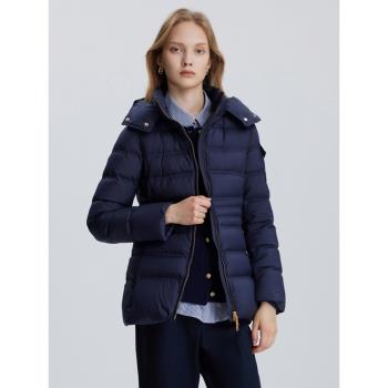 SCOFIELD女裝2025冬季輕薄鵝絨連帽收腰顯瘦短款羽絨服SFJDD4C91E