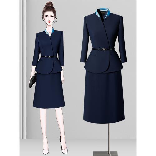 春秋職業套裙新中式行政通勤西裝套裝高級感售樓部物業前臺工作服