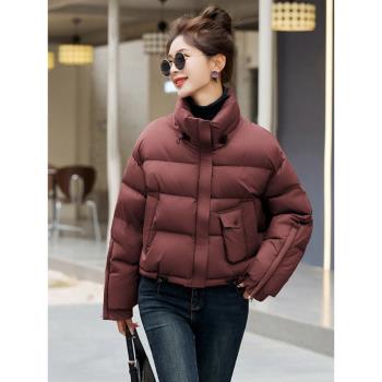 安可拉紅時尚短款羽絨服女2024冬季新款小個子顯高洋氣白鴨絨外套
