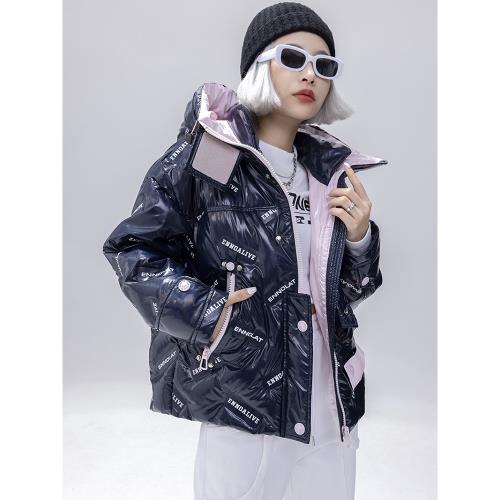 拓谷潮牌高級感亮面90白鴨絨羽絨服女2025新款夏季加厚短款面包服