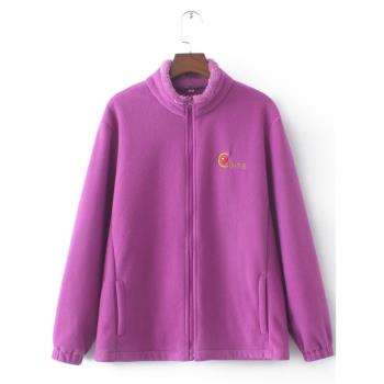 特大碼冬季加厚立領玫紅色短外套