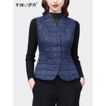 羽絨服馬甲女輕薄款修身白鴨絨內搭打底背心馬夾棉服媽媽冬季短款