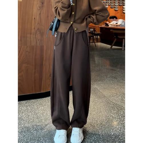 彎刀香蕉褲女2025新款運動褲加絨褲子闊腿褲秋冬鐮刀褲休閑褲衛褲