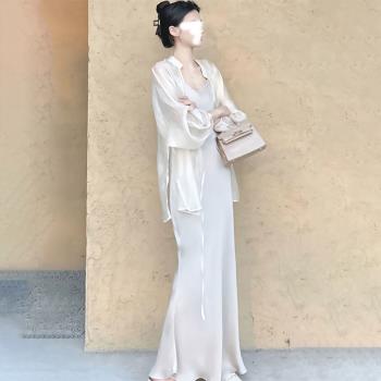 潮牌高階感高階防曬襯衫女夏季外搭薄款開衫襯衣寬松高階上衣外套