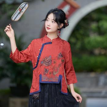 春秋新款中國風上衣繡花