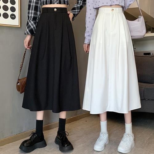 黑色半身裙女春秋2026新款高腰垂感顯瘦小個子a字中長款大擺裙子