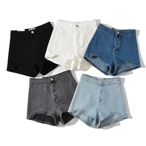 歐洲站美式高腰緊身顯瘦超彈力牛仔短褲小心機大長腿熱褲子女BM72