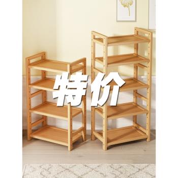 多層楠竹簡易置物架臥室落地收納架書架餐廳廚房木隔板浴室擱物架