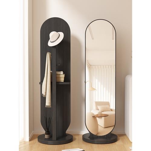 旋轉全身鏡衣掛一體穿衣鏡家用衣帽架鏡子置物架落地鏡女生試衣鏡