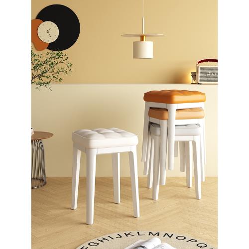 三夢餐椅家用輕奢可疊放高板凳網紅塑料凳子現代簡約餐廳餐桌椅子