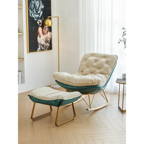 北歐布藝搖搖椅簡約現代小戶型客廳陽臺臥室單人休閑躺椅懶人沙發