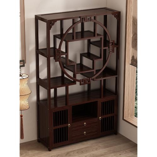 博古架新中式茶柜置物架客廳多寶閣古董擺件展示架茶葉收納架書架