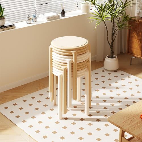 三夢凳子家用簡約可疊放塑料小板凳客廳矮凳網紅創意圓凳餐桌椅子