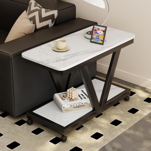 巖板沙發邊幾側邊柜角幾客廳茶幾網紅可移動帶輪小桌子小茶幾邊桌