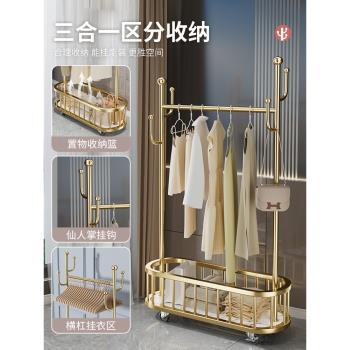 衣帽架落地家用臥室多功能一體帶穿衣鏡旋轉輕奢可移動衣服掛衣架