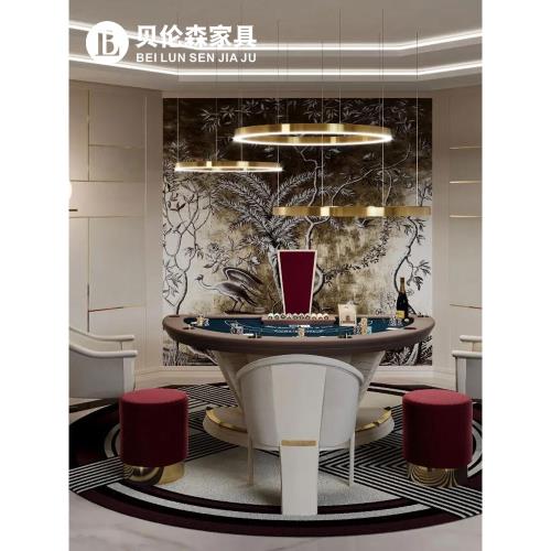喬咔系列 德州撲克豪華多人位定制二十一點撲克桌室內娛樂棋牌桌