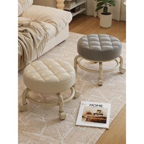 萬向輪小凳子滑輪矮凳門口換鞋凳家用客廳茶幾凳兒童學步凳小椅子