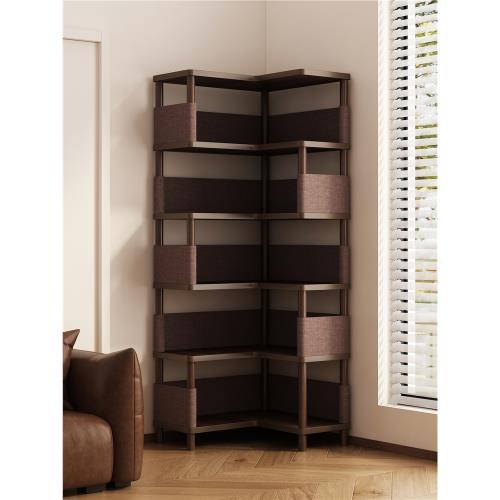 轉角置物架書架一體靠墻落地家用拐角收納架子三角形書柜儲物柜子