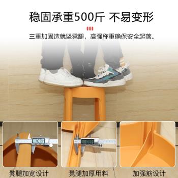塑膠凳子家用加厚可疊放圓凳簡約現代客廳餐桌高板凳北歐塑膠椅子