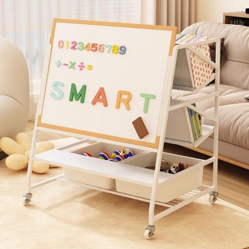 帶畫板兒童書架家用繪本閱讀可移動玩具收納簡易落地置物一體靠墻