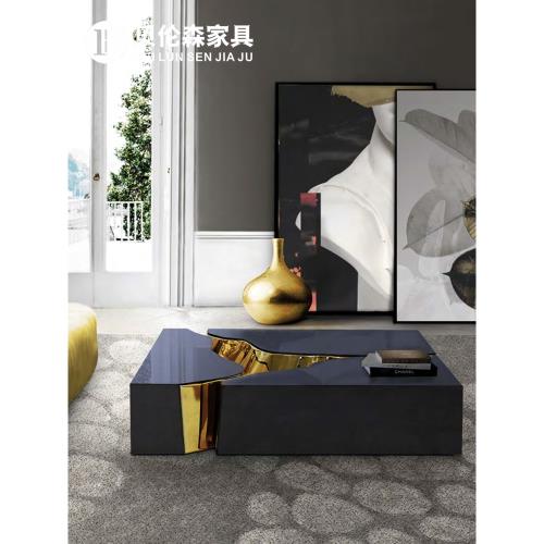 貝倫森 高檔設計感茶幾客廳意式輕奢別墅爆裂巖漿創意拼接矮茶幾