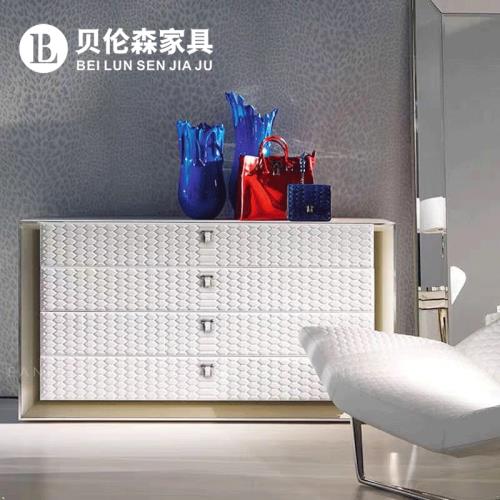 貝倫森 意式邊柜輕奢進口磨砂真皮豪華別墅豪宅進門儲物玄光柜