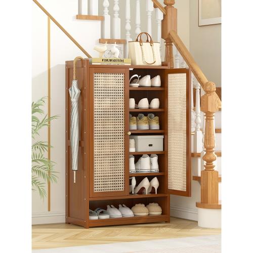 小窄家用鞋架樓梯口省空間收納柜子兒童多層現代簡約帶門防塵鞋柜