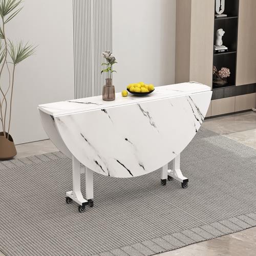 折疊桌家用折疊餐桌小戶型多功能吃飯桌子圓形創意移動客廳大圓桌