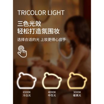 家用臥室梳妝臺鏡子智慧led化妝鏡帶燈臺式桌面壁掛式異形梳妝鏡